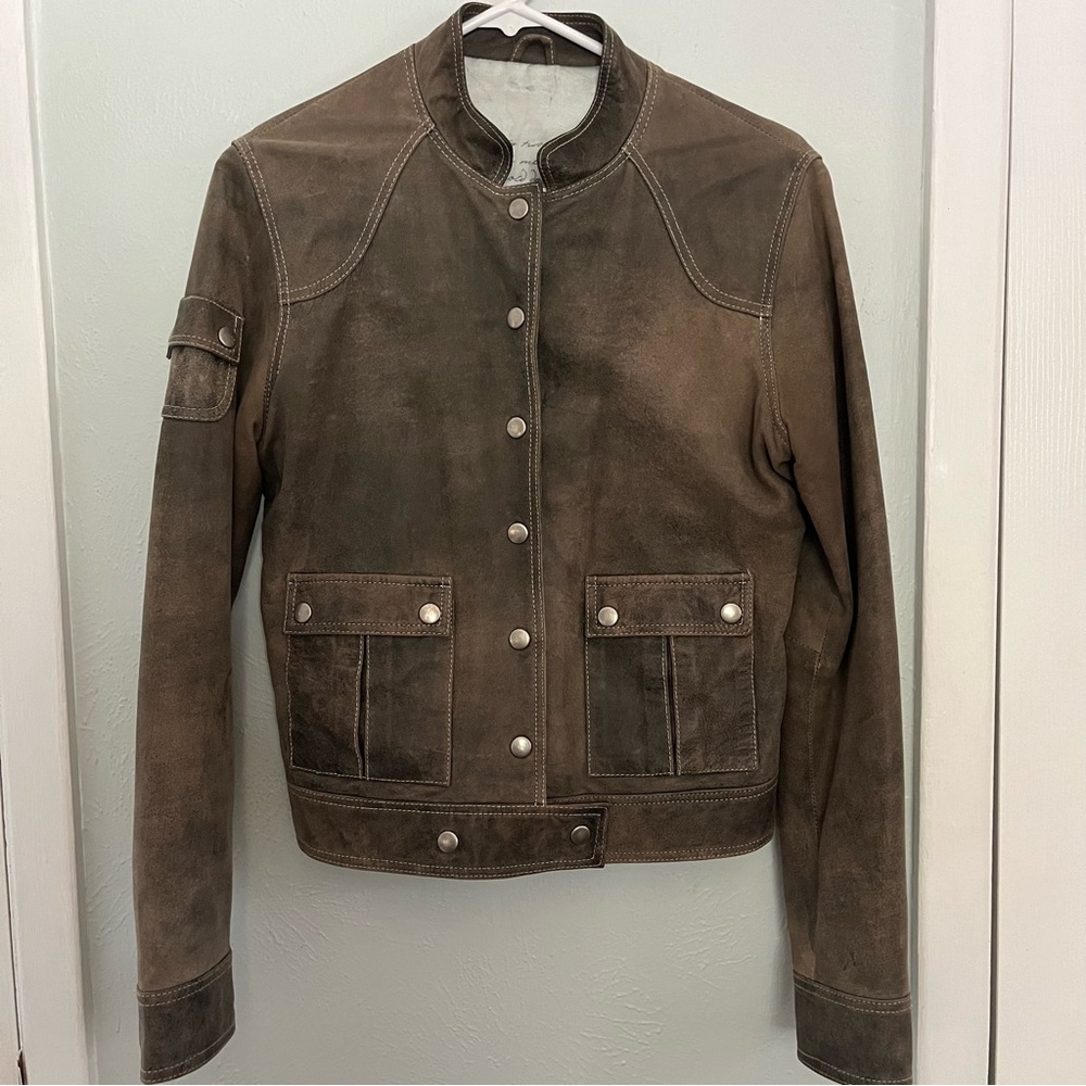 Fossil Leather snap front jacket